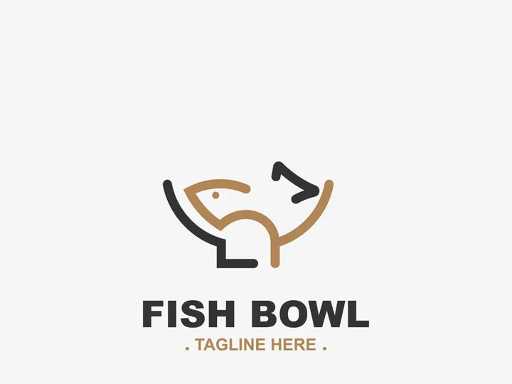 Fish bowl logo design, restaurant logo symbol minimal illustration design
