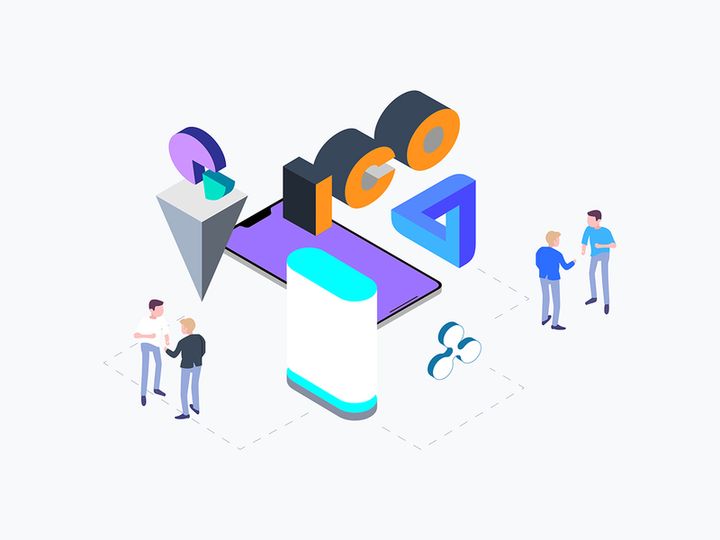 ICO Concept Isometric Graphic