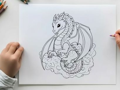 White dragon fantasy creature roaring vector illustration