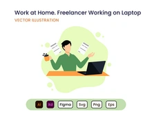 Working at Home. Freelancer working on Laptop