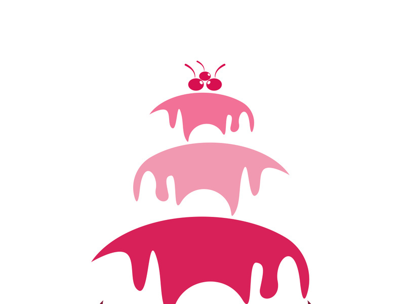 Sweet cake template logo design vector illustration of silhouette with cherries