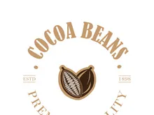 cocoa logo,cocoa bean,cocoa tree,cocoa branches and leaves,chocolate mix on white background,vintage,modern,simple,minimalist icon illustration template design vector