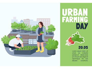 Urban farming day banner flat vector template preview picture