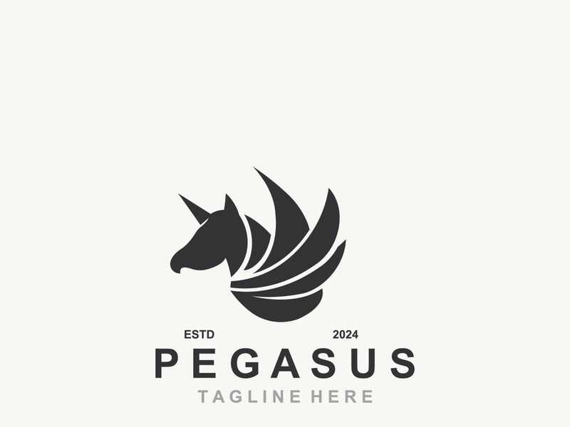 Pegasus horse Logo minimalist, Line art, Modern simple mascot, Mystic premium emblem
