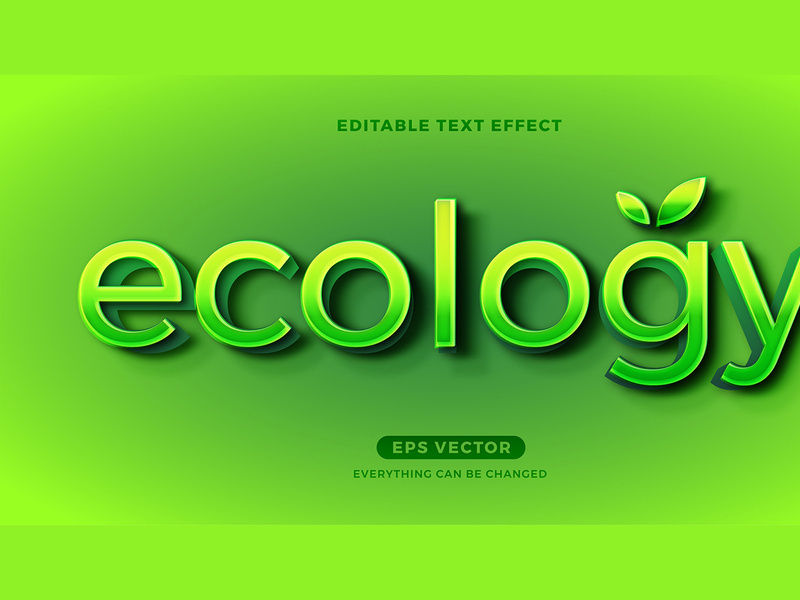 Ecology Green editable text effect vector template