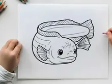 Cute smiling fish mascot vector illustration flat design