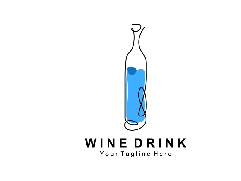 Beverage Wine Logo Design, Glass Illustration, Alcohol Drink Bottle, Company Product Vector
