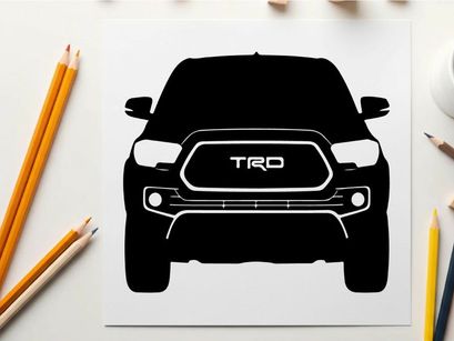 Black silhouette of a toyota tacoma trd truck front view