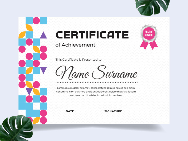 Modern certificate design template
