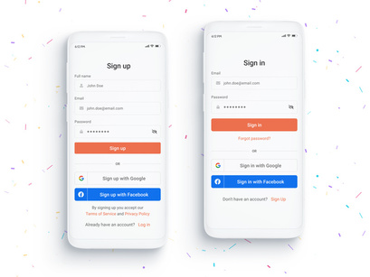 Log in & Sign up App Concept | XD & AI