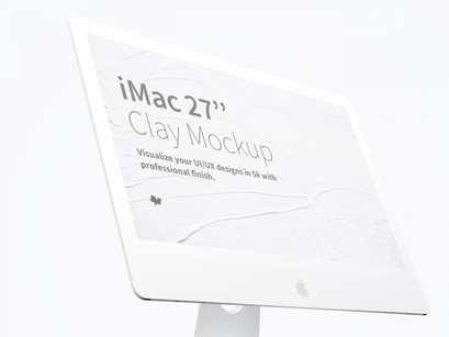 Clay iMac 27” Mockup, Display Close Up
