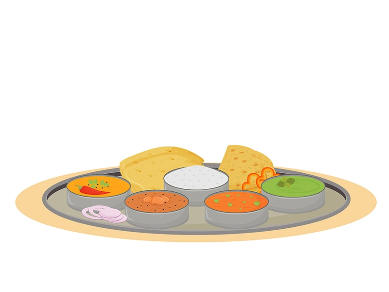 Thali cartoon vector illustration