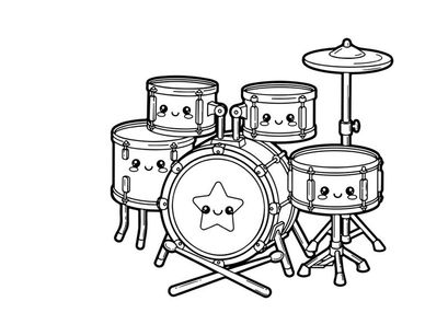 Cute drum set with face vector illustration flat design