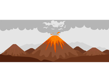 Volcano eruption flat color vector illustration preview picture