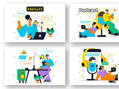 10 Podcast Studio Illustration