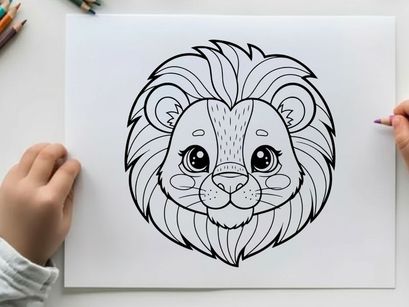 Cute lion head mascot smiling vector illustration flat design
