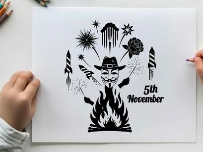 ilustrasi vektor malam guy fawkes dengan kembang api