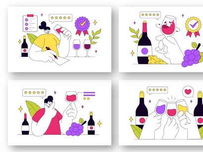 10 Wine Tasting Vector Illustration
