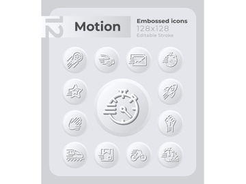 Movement and speed embossed icons set preview picture