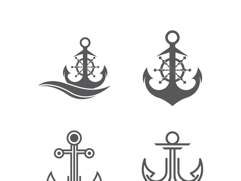 Anchor logo icon boat ship marine navy design vector