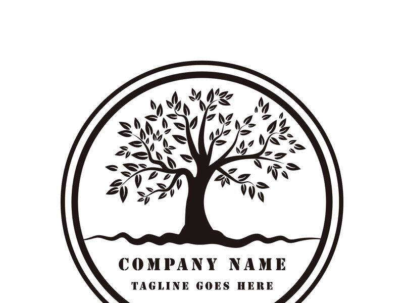 Root Leaf Family Tree of Life Oak Banyan Maple Stamp Seal Emblem Label logo design vector