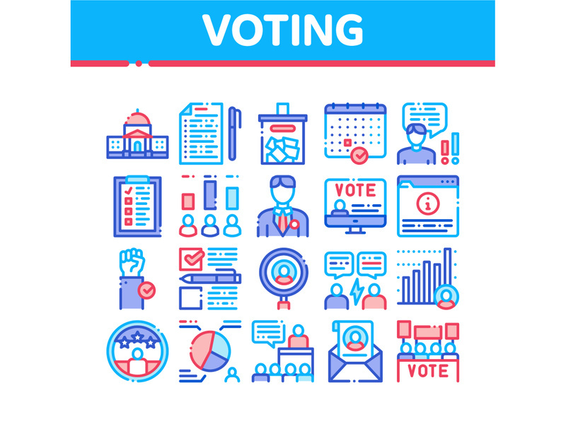 Voting And Election Collection Icons Set Vector