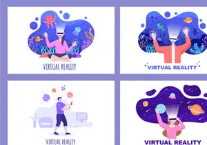 17 VR Glasses Virtual Reality Vector Illustration