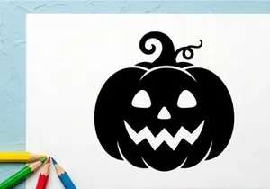Halloween Pumpkin Jack-o'-Lantern with Spooky Face for Fall Decor
