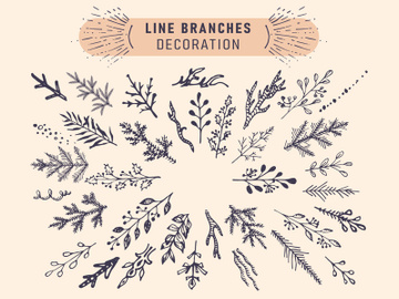 Line branch drawing elements collection preview picture