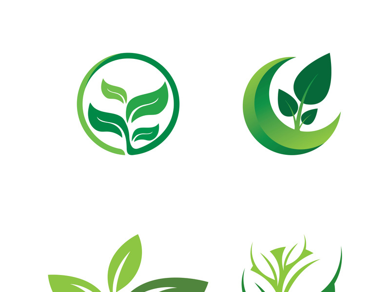 Logos of green tree leaf ecology nature element vector