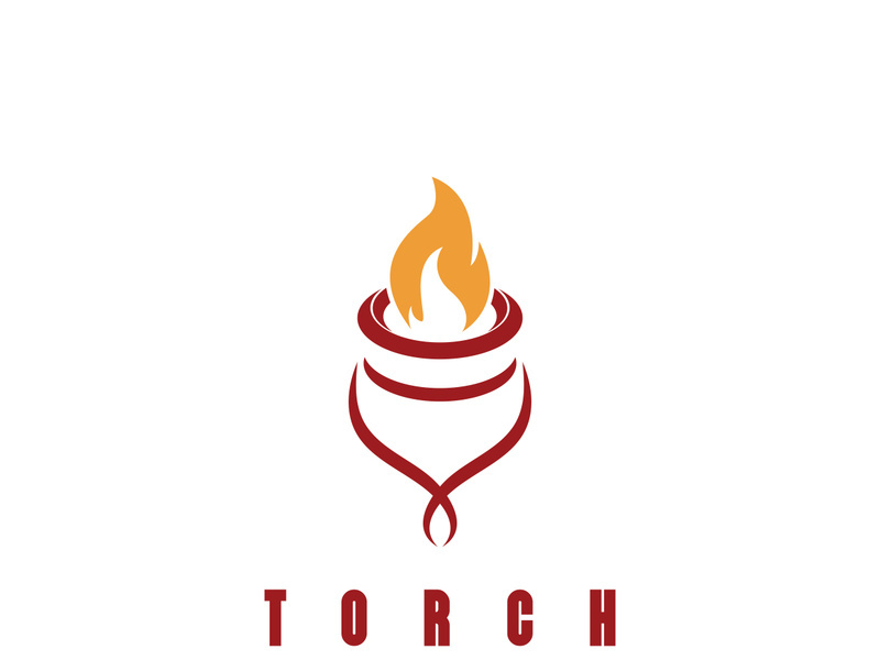 Torch fire logo icon hipster vector design template