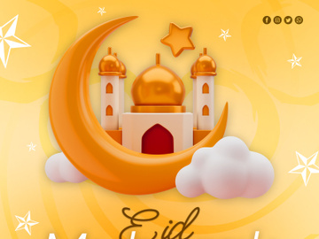 3D Eid Mubarak Social Media Post Template preview picture