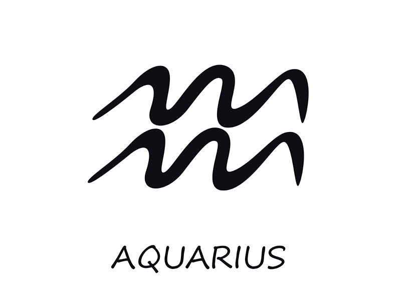 Aquarius zodiac sign black vector illustration