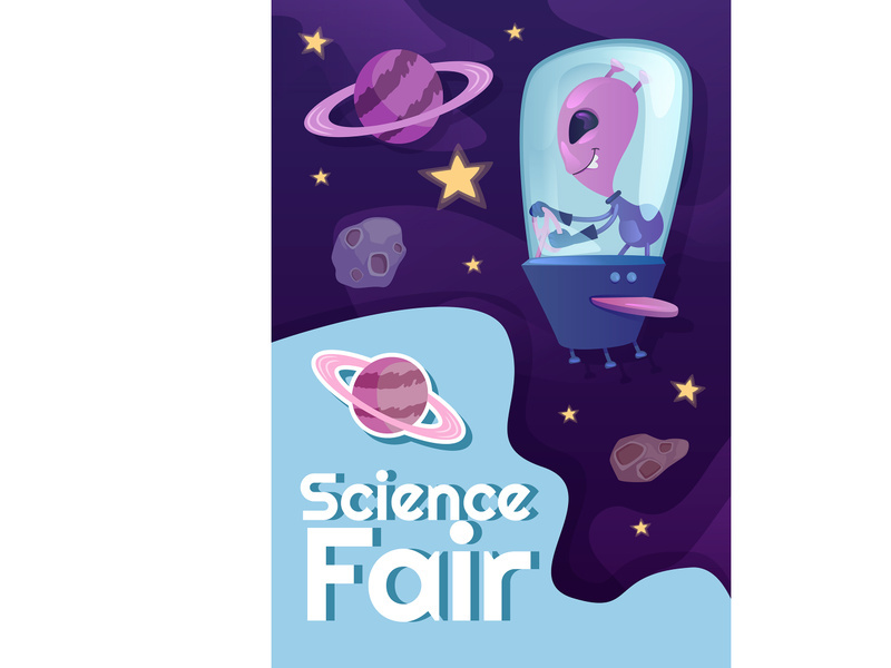Science fair poster flat vector template