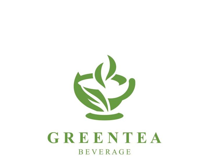 Green tea leaf modern logo minimal geometric line style simple