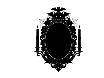 Silhouette of ornate mirror with bats and candelabras silhouette preview picture