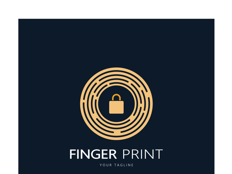 simple flat fingerprint logo,for security,identification,badge,emblem,business card,digital,vector