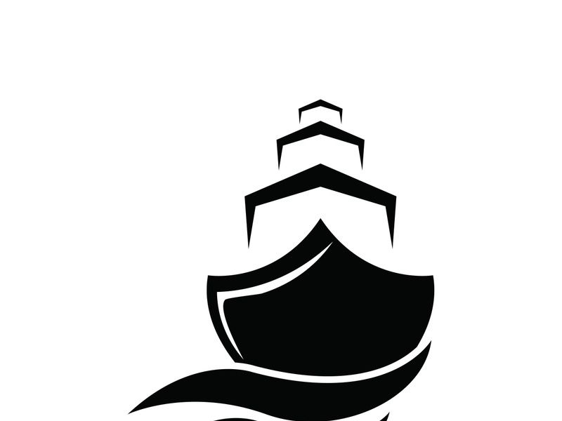 Sailboat boat on sea ocean wave with logo design simple ship