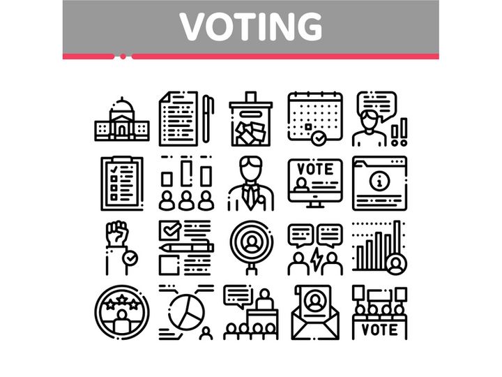 Voting And Election Collection Icons Set Vector