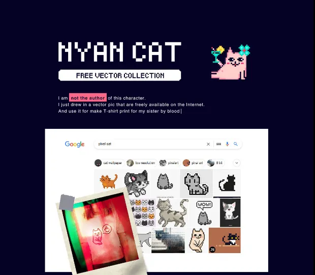 Nyan Cat Vector EPS w/ free pixel font
