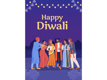 Diwali celebration flat vector banner template preview picture