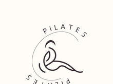 Abstract Pilates Logo, Yoga identity body balance vector monoline Design Template. wellness lifestyle
