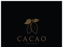 cocoa logo,cocoa bean,cocoa tree,cocoa branches and leaves,chocolate mix on white background,vintage,modern,simple,minimalist icon illustration template design vector