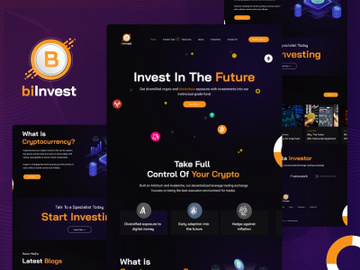 BiInvest Web UI Template - Adobe XD preview picture