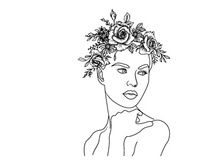 Line Art Flower Drawing Women