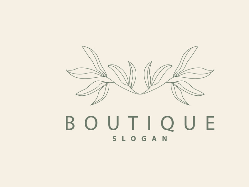 Leaf Line Logo, Beautiful Hand Drawn Design