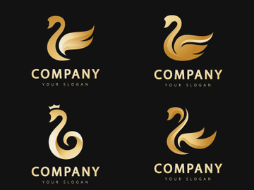 Golden swan abstract logo vector template preview picture