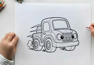 Vintage pickup truck cartoon vector illustration flat design