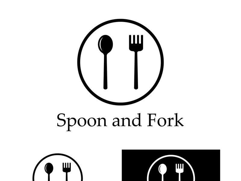 Creative spoon and fork logo.