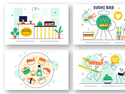 10 Sushi Bar Illustration